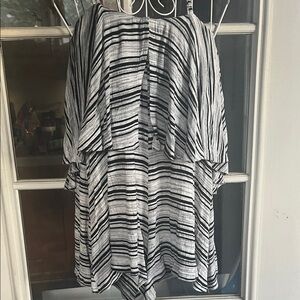 Lush Black & White Striped Flowy Jumpsuit Romper